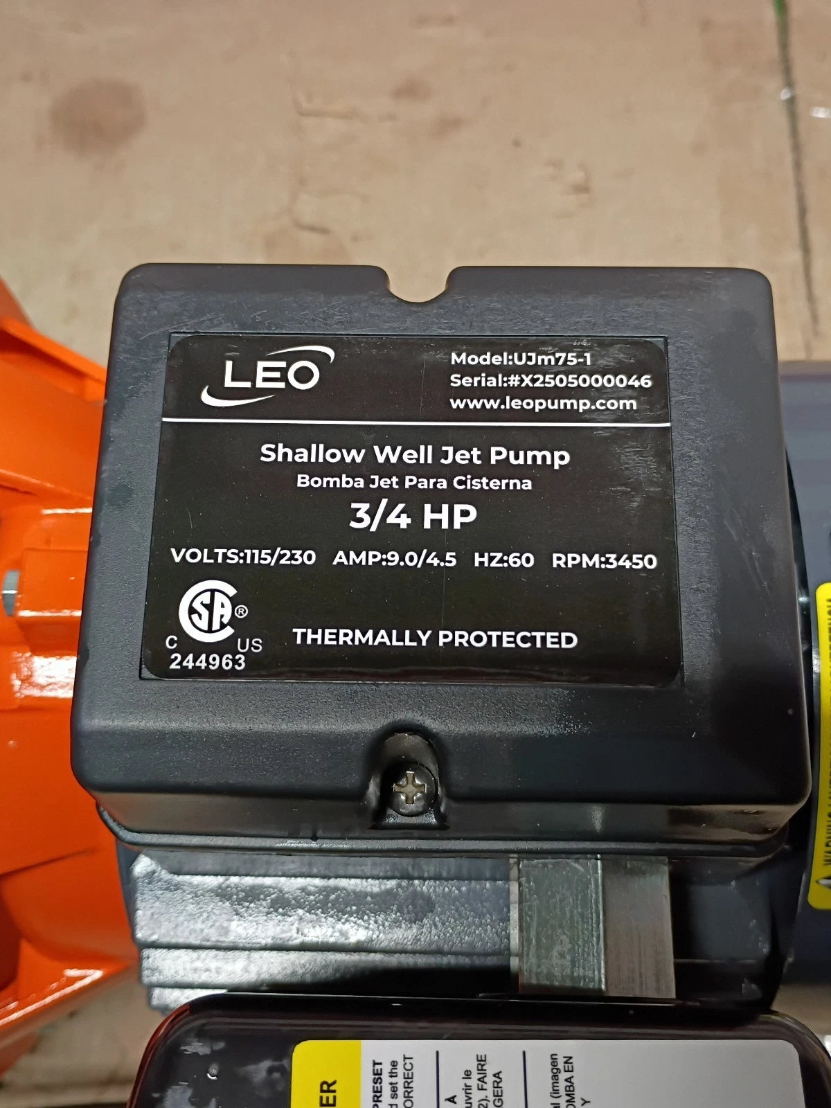 Leo UJm75-1, 3/4 HP 115/230-Volt Cast Iron Shallow Well Jet Pump, Open Box,