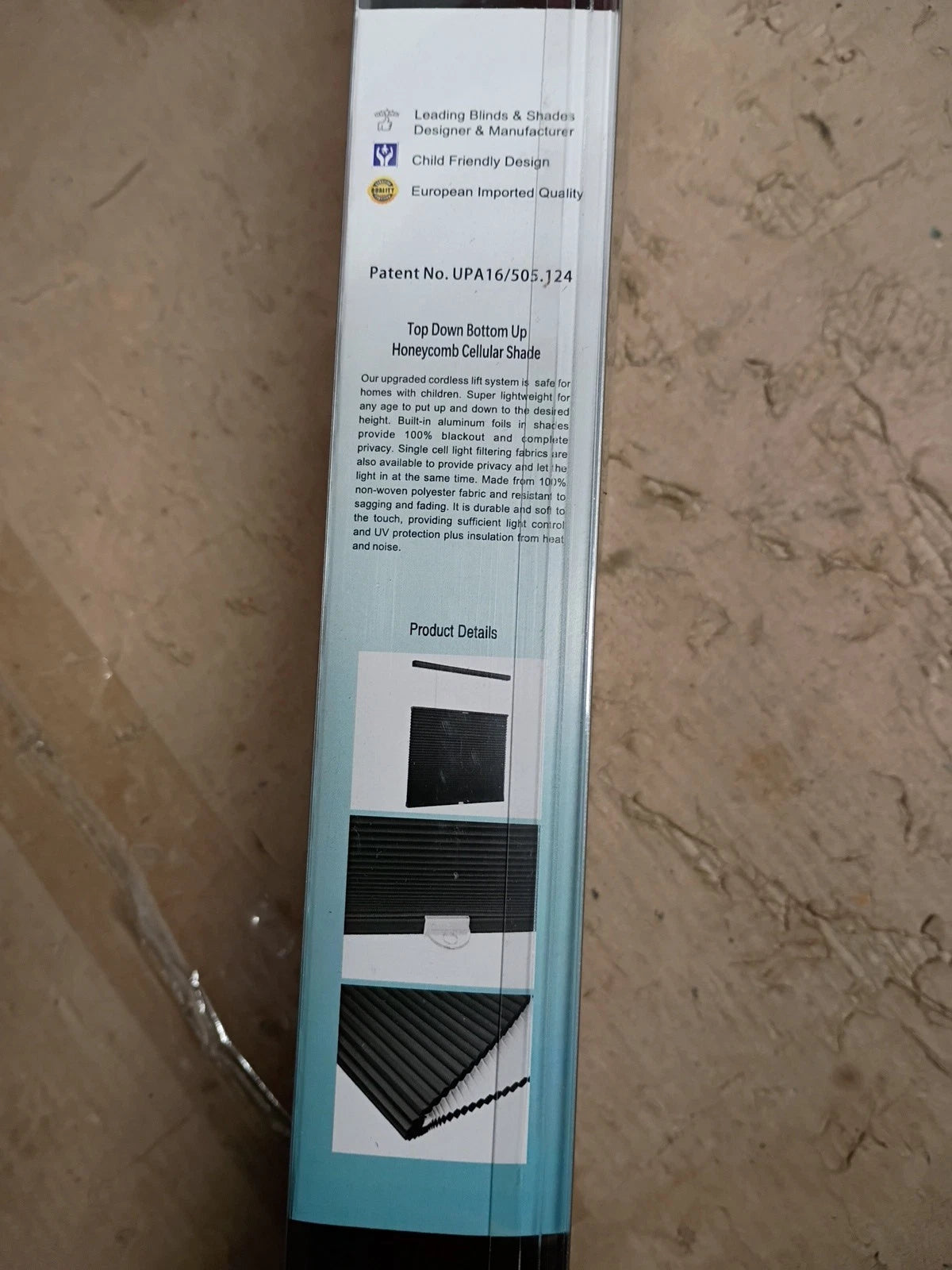 Cordless Top Down Bottom Up Honeycomb Cellular Shade Open Box