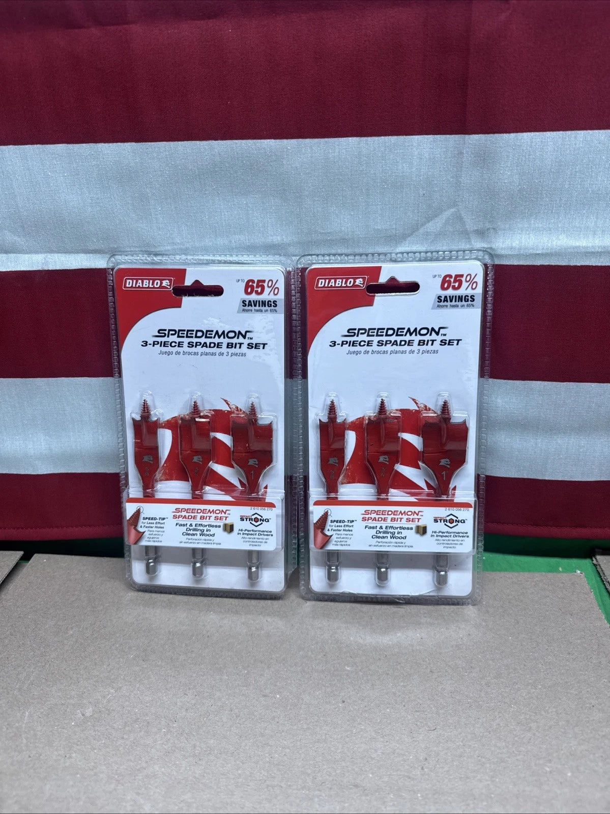 LOT OF 2 Diablo DSP1910-S3 SPEEDemon Spade Bit Set, 3-Piece