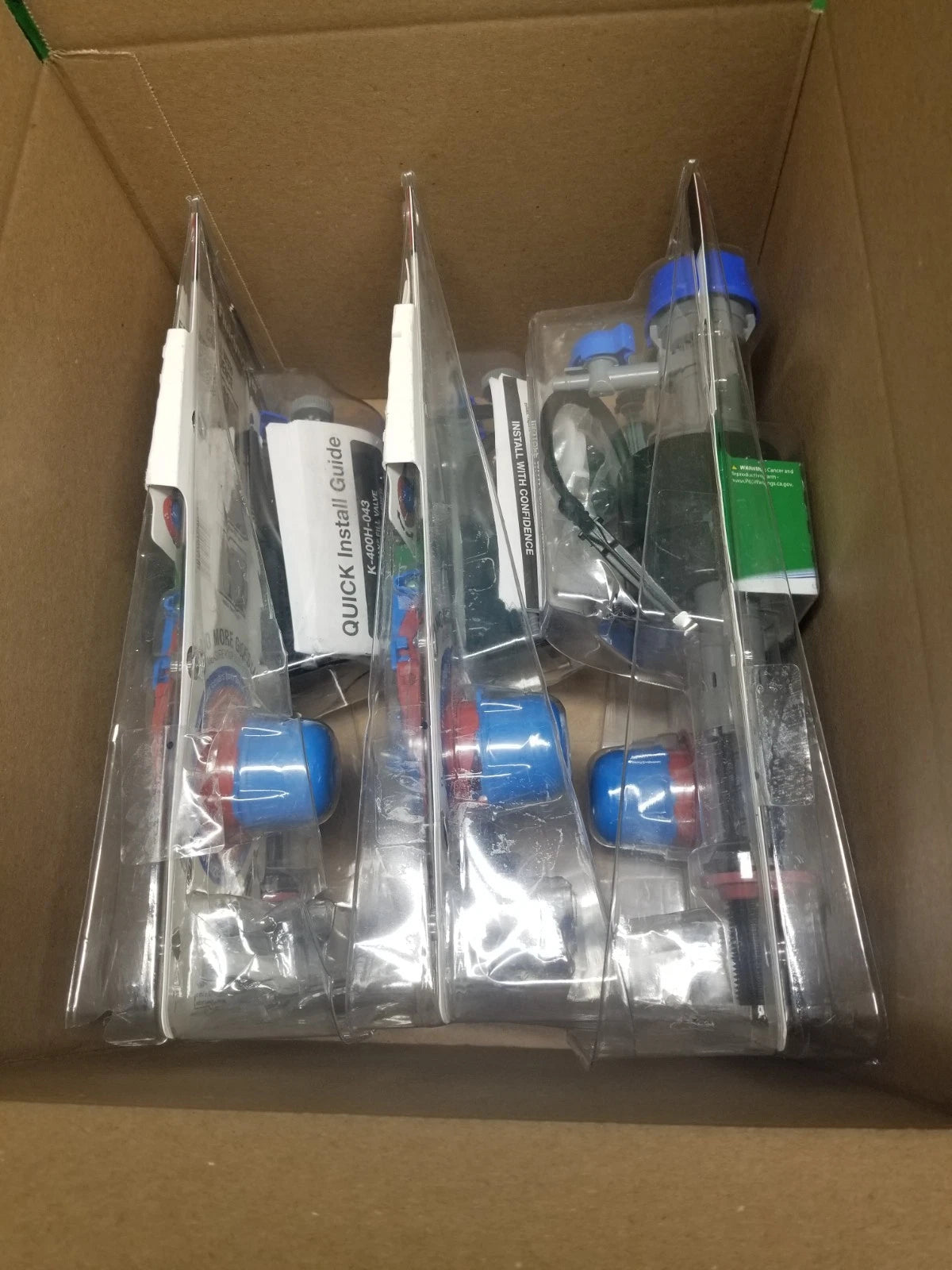 3pck Fluidmaster Fill Valve + 2” & 3” Super Flapper Kit K-400H-043 OPEN BOX