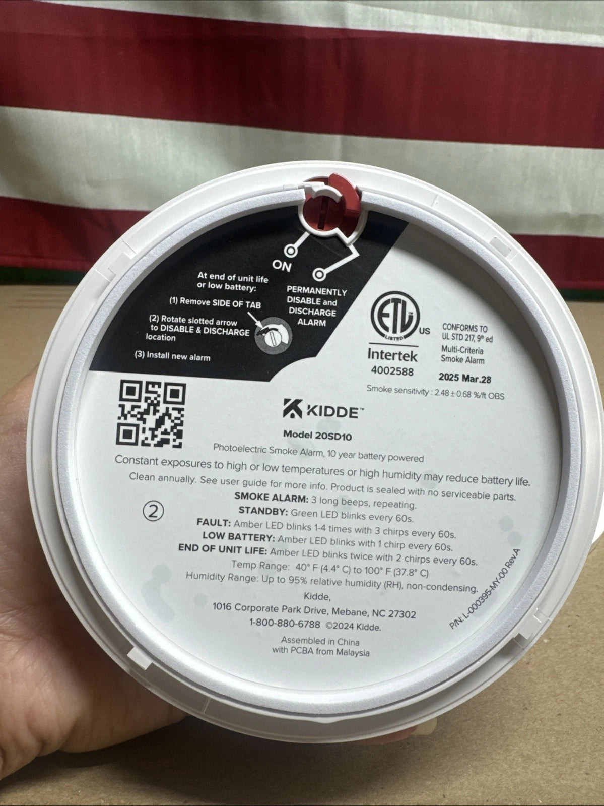 Kidde 10Yr Battery Smoke Detector W/LED Warning Light 1pk-Mdl:20SD10
