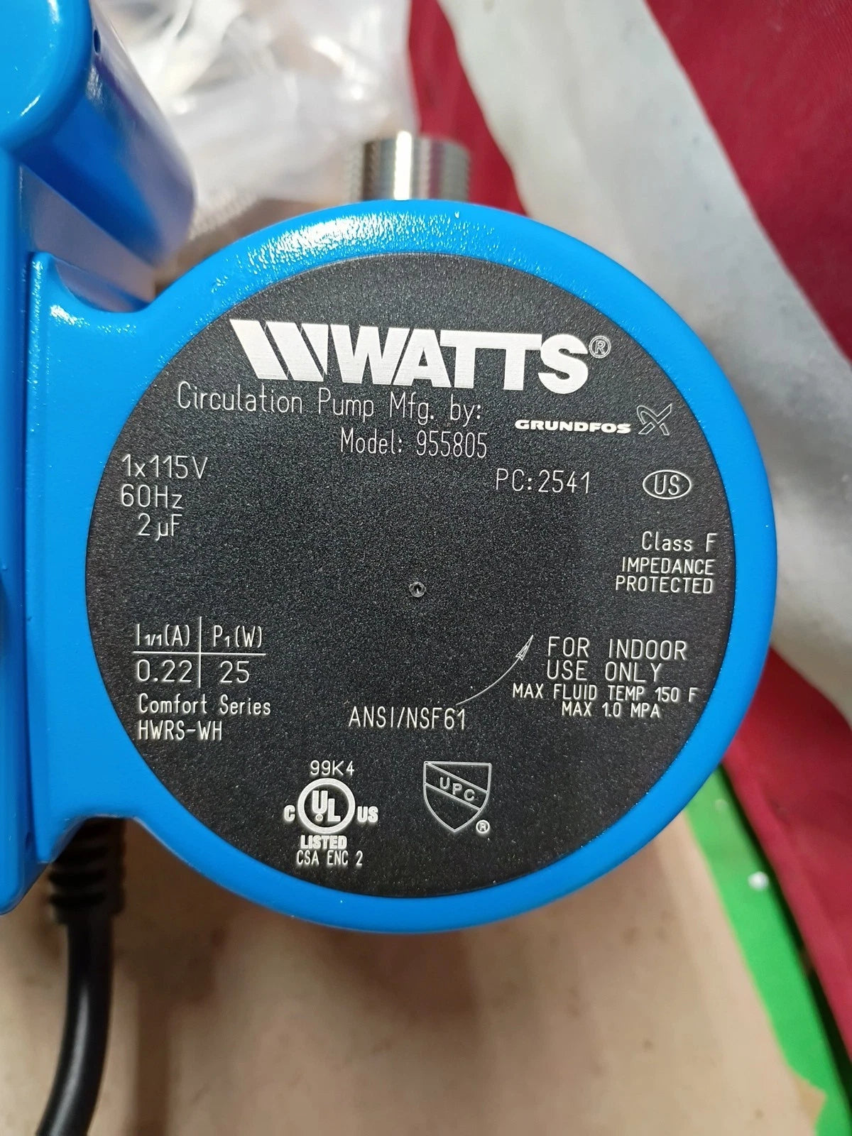 Watts HWRS-WH 0955805 Hot Water Recirculation System heat H2O Programmable Timer