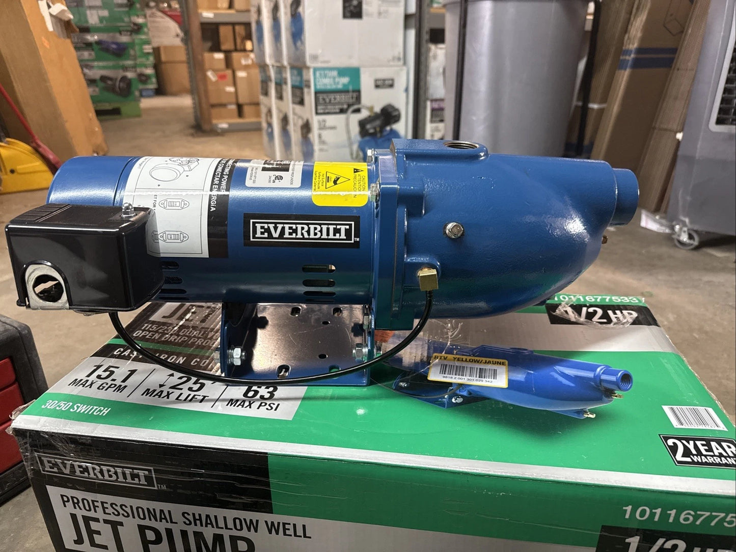 Everbilt Shallow Well Jet Pump Cast Iron 1/2HP HDSWJ5 (Used Read Description)