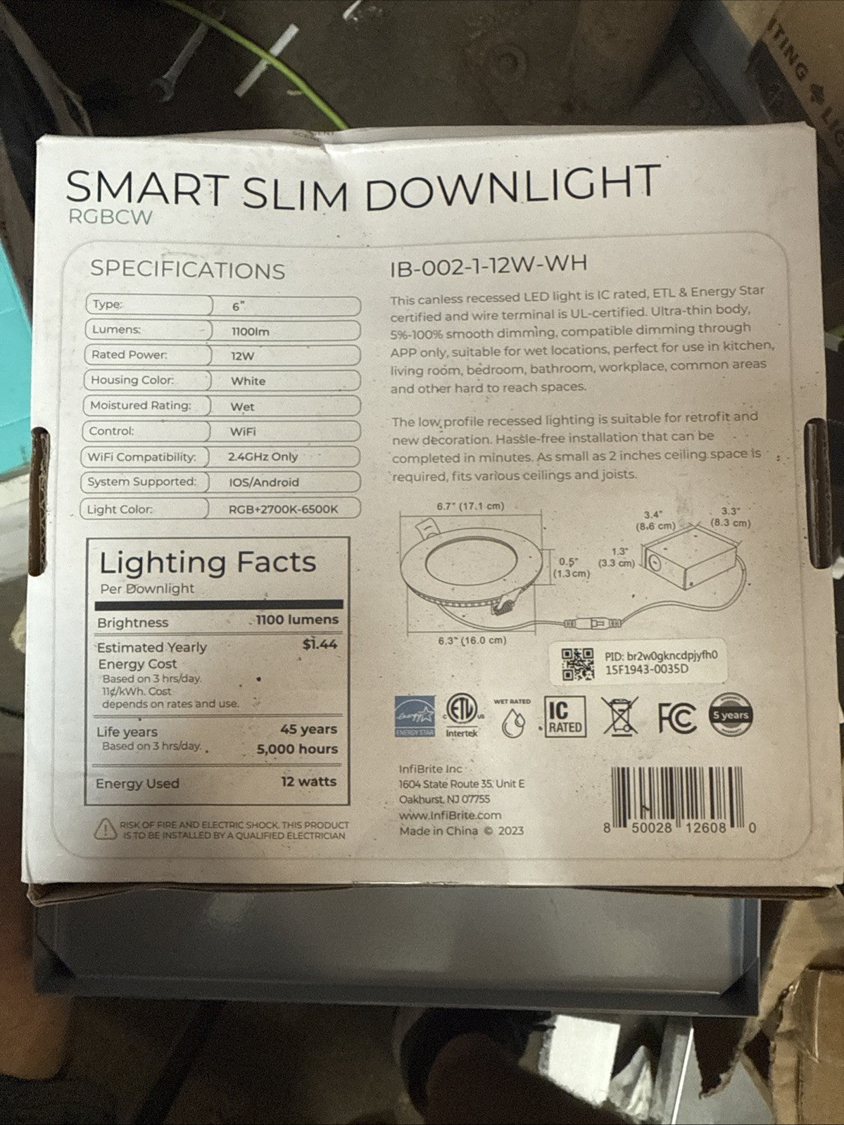 Infibrite 6 Inch WiFi Smart Slim DownLight LED 12W 1100LM, 3 PK NEW Open Box