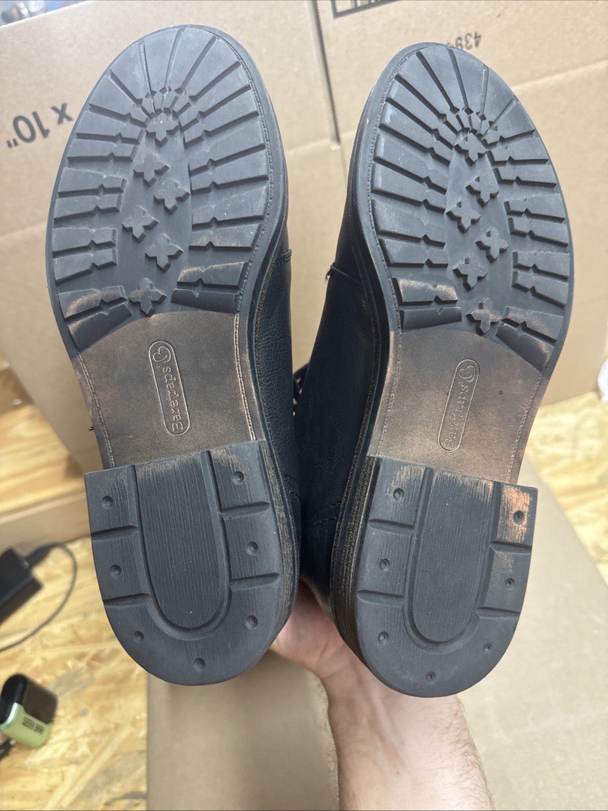 Baretrap Amysue Women’s Size 9M Faux Leather Black Biker Boot Zipper Laces