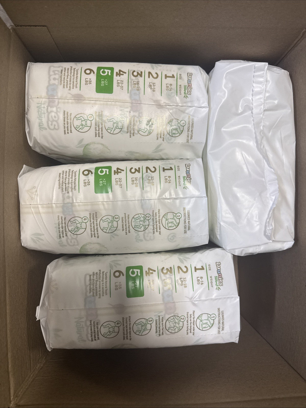 Luunies Natural Premium Diapers, Ultra Absorbent, Size 5, 96 Diapers 4pk Of 24