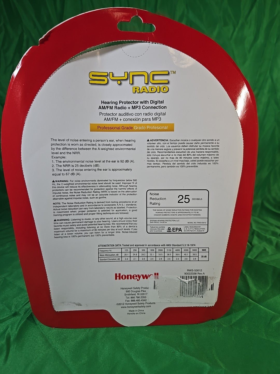HONEYWELL ® RWS-53012 Howard Leight SYNC Digital RADIO Earmuff AM FM Radio - NEW