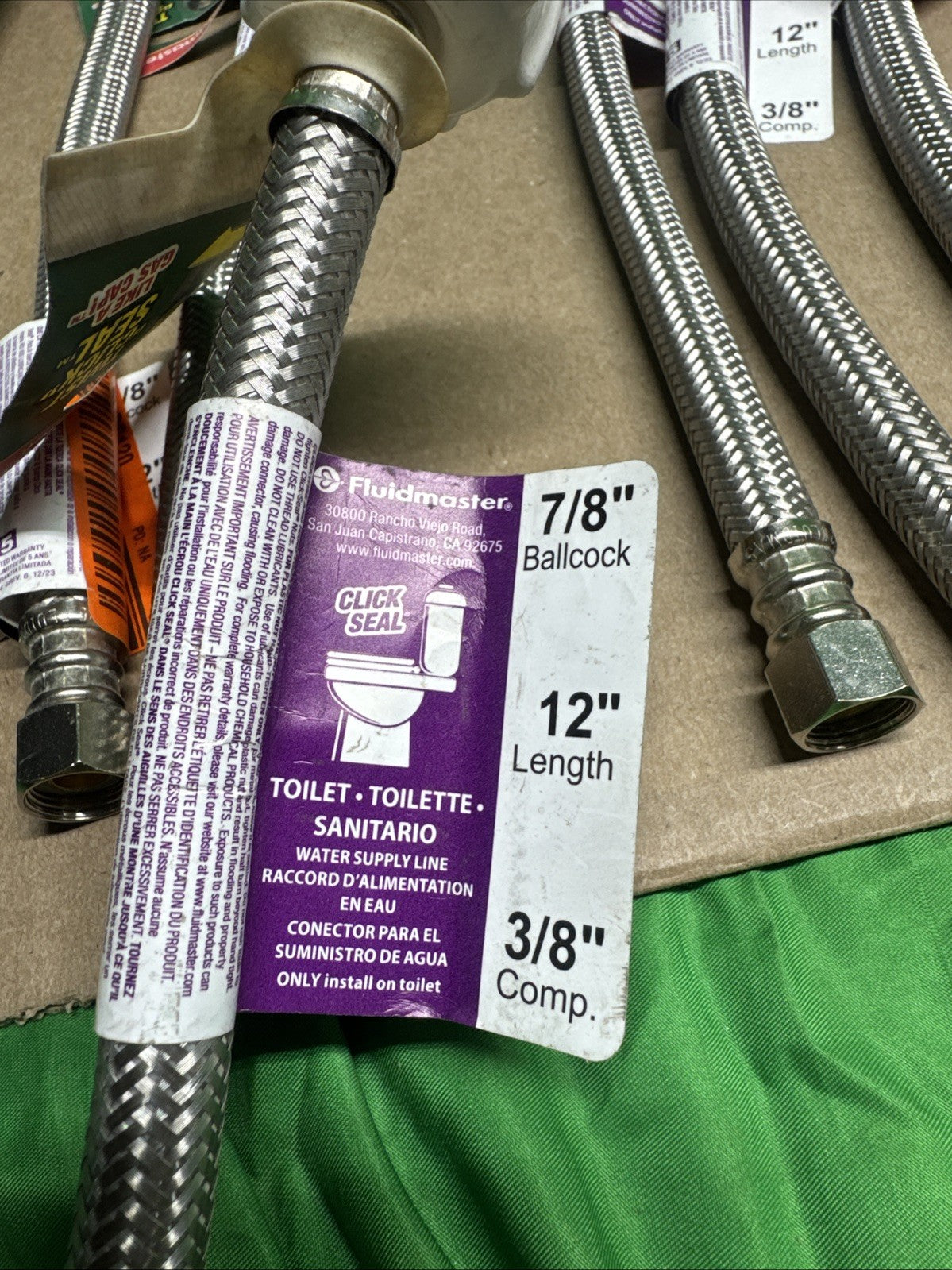 8PK Fluidmaster Braided Click Seal Toilet Connector Stainless Steel B1T12CSP25