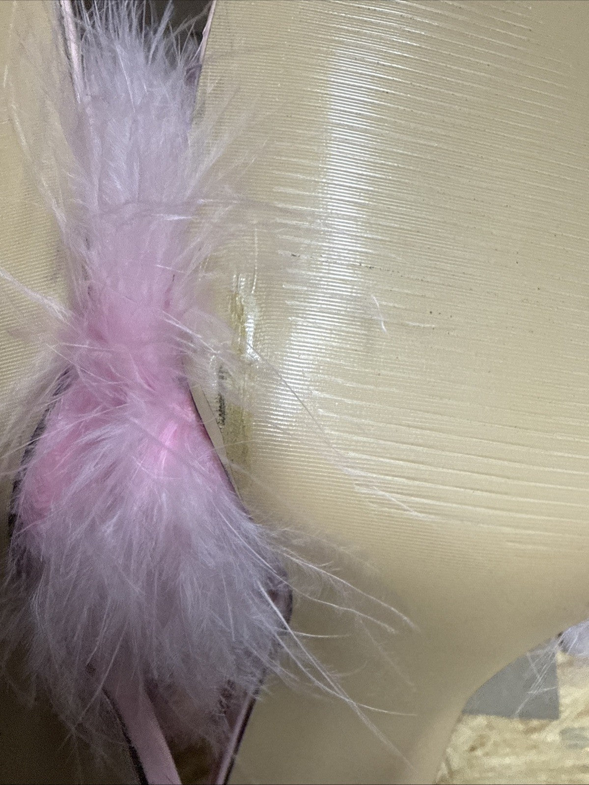 ENELAUGE women’s 8.5 square toe sandal fluffy feather high heels mules slip on