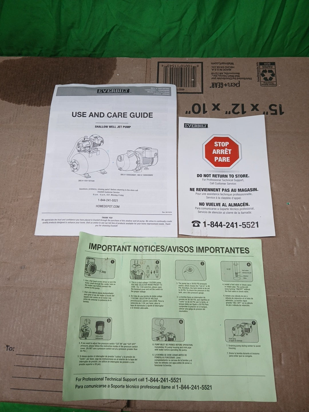 Everbilt 1/2HP Jet Pump/Tank Combo Cast iron with 6 Gallon Tank New USED