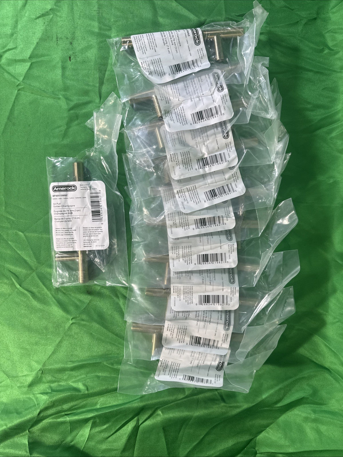 Lot of 10 Amerock Drawer Cabinet Bar Pulls 3" Golden Champagne BP40515BBZ