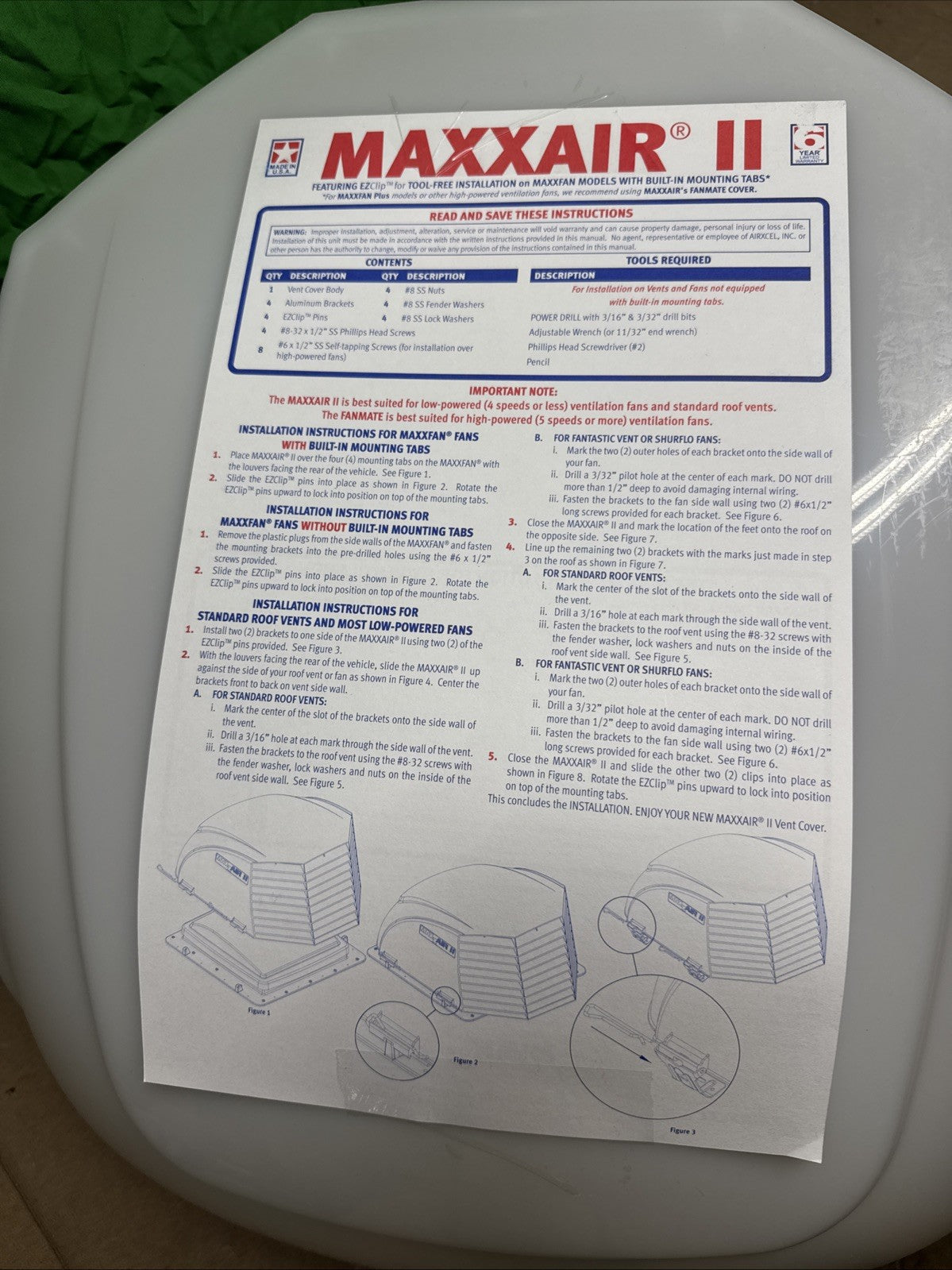 Maxxair II Vent Cover -White 14x14