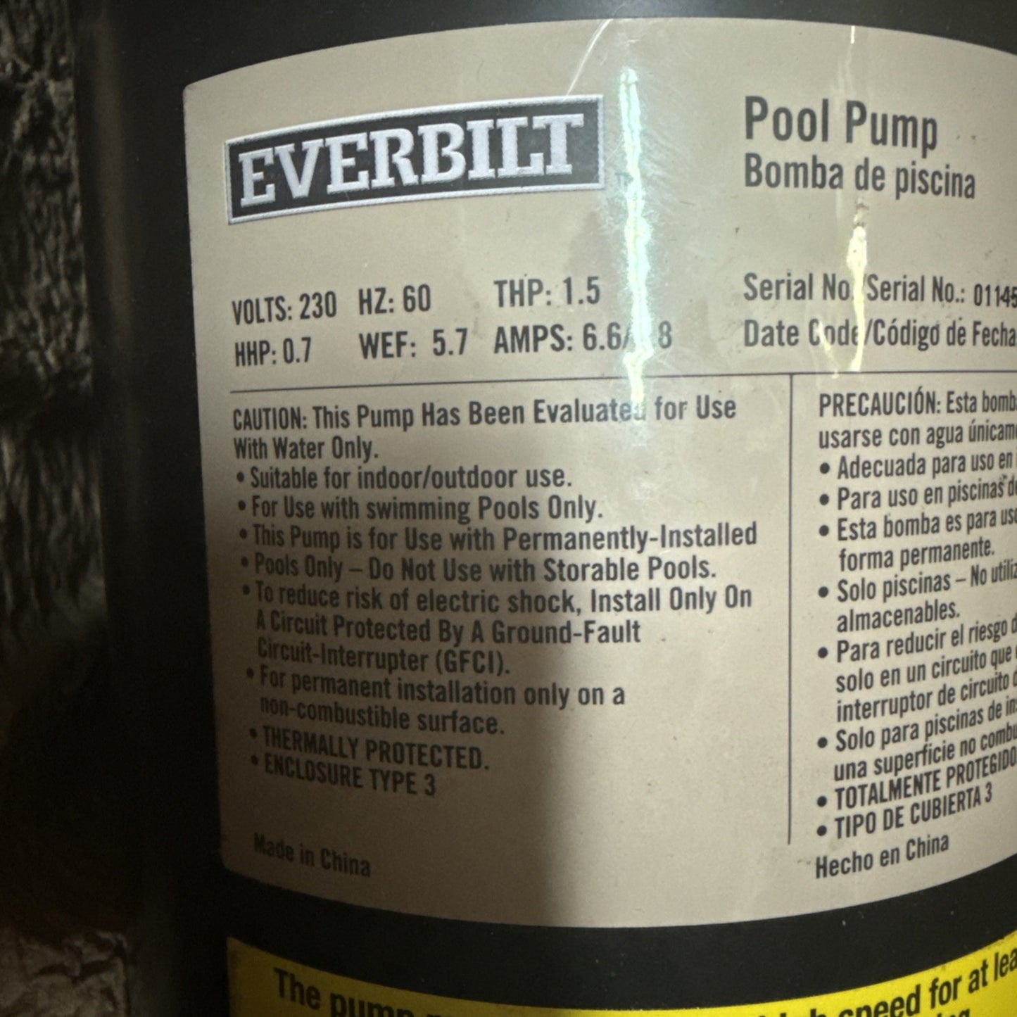 Everbilt 1.5 HP 2-Speed Pool Pump 230-Volt SPP15002-2SP NEW open Box