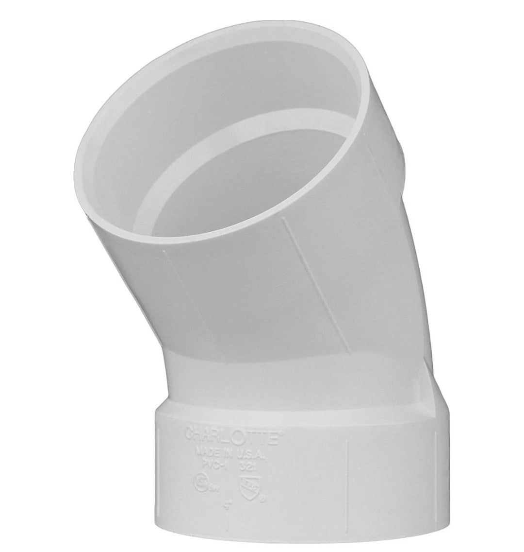 Charlotte Pipe 6 In. Schedule 40 45 Deg. Short Radius DWV PVC Elbow 2 Pack