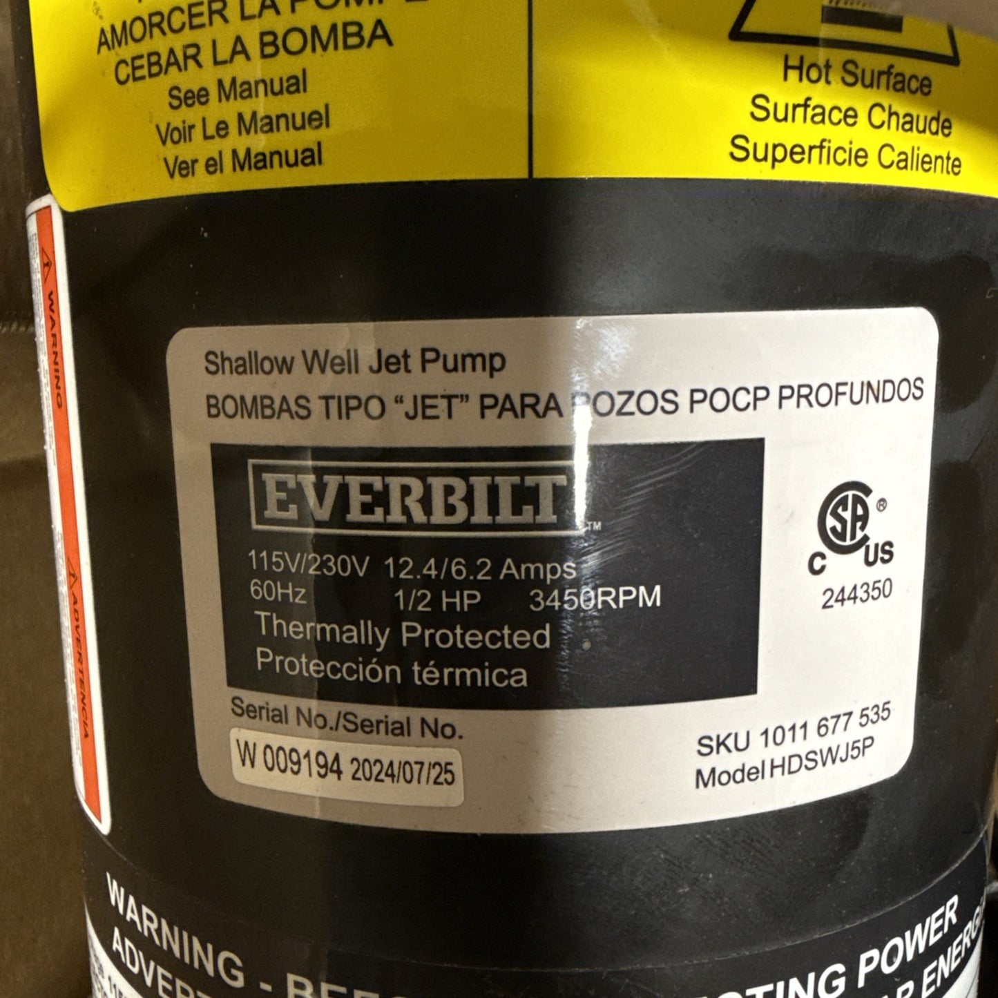 Everbilt 1/2 HP Shallow Well Jet Pump 1011677535