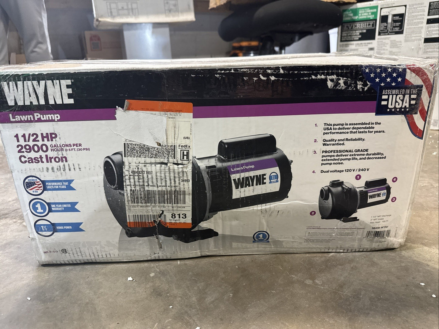 Wayne 1-1/2 HP Cast Iron Quick-Prime Lawn-Sprinkler Pump.