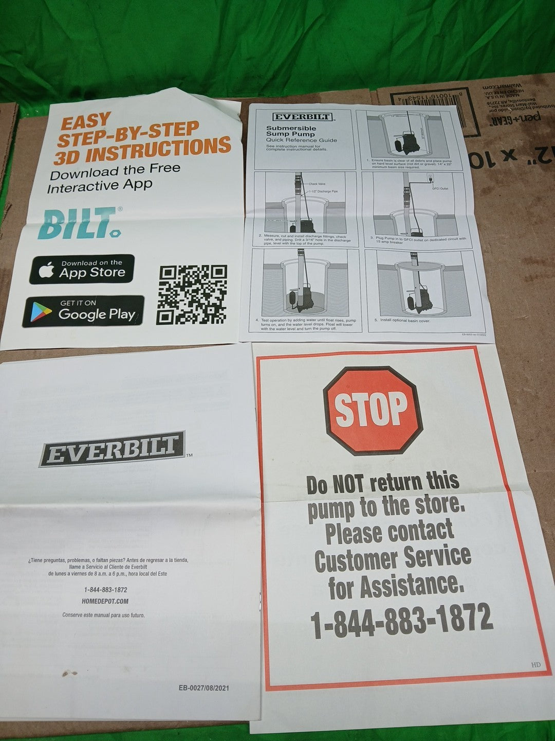 Everbilt 1/3 HP Cast Iron Submersible Sump Pump USED