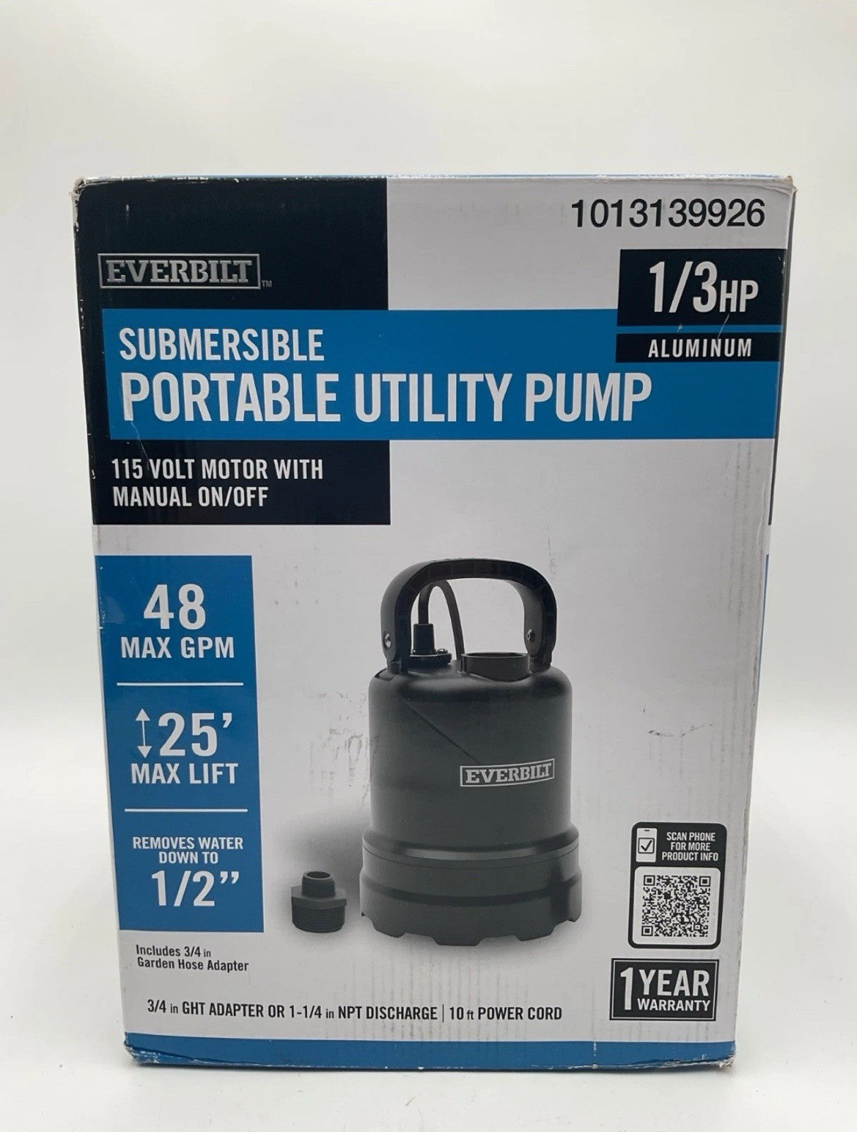 Everbilt 1/3 HP Submersible Aluminum Utility Pump