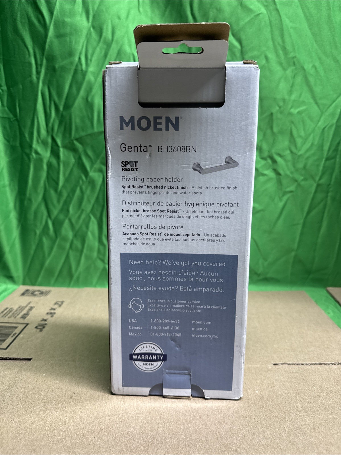 Moen Genta Bathroom Pivoting Toilet Paper Holder Brushed Nickel Finish -BH3608BN