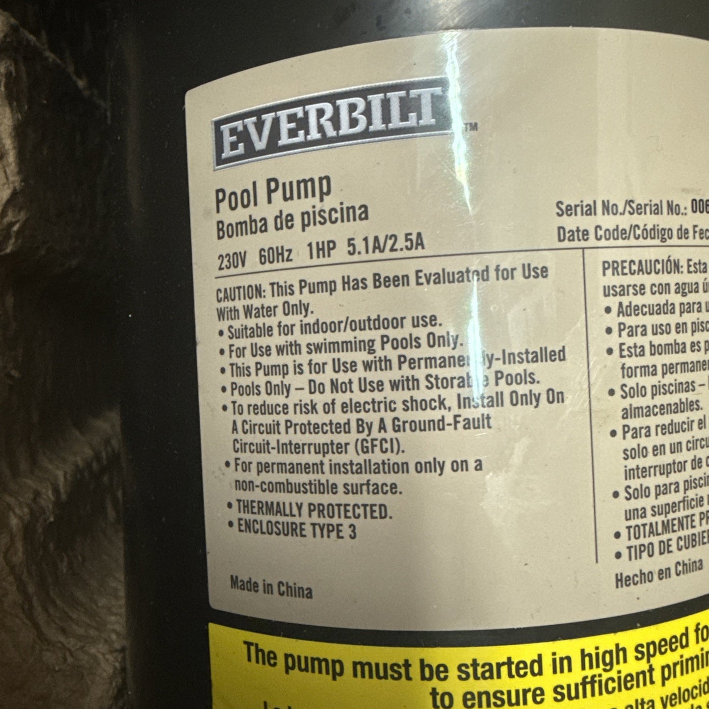 Everbilt 1 HP Pool Pump In Ground 2 Speed 230V (Model SPP10002-2SP) NEW Openbox