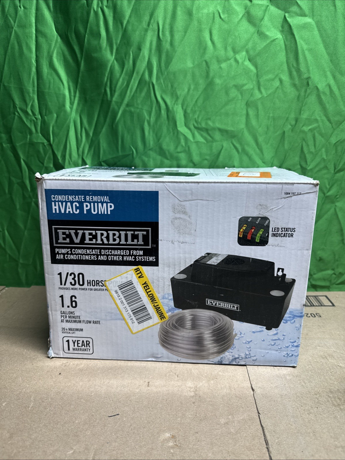 Everbilt 120-Volt Condensate Pump w/Hose EB-PUMP-T HVAC Pump NOB