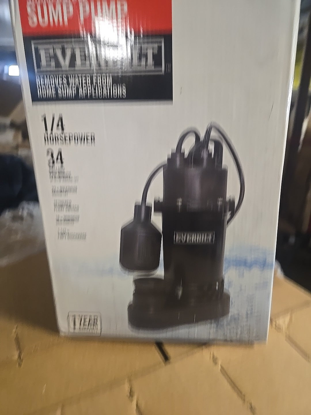 Everbilt Submersible Sump Pump W/ Tethered Switch 34 GPM Aluminum 1/4 Horsepower