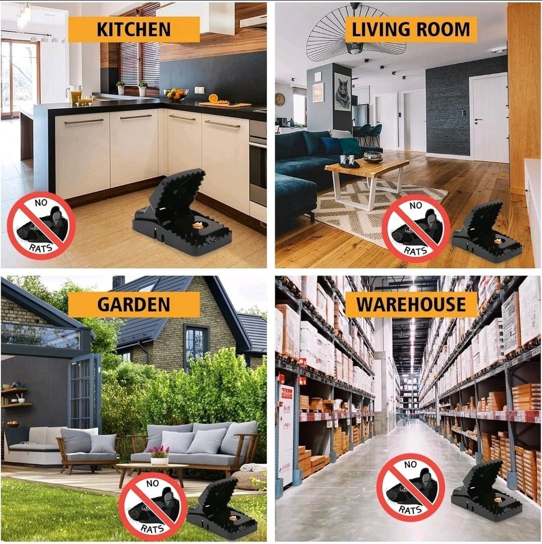 Instant Kill Rat Trap - Safe, No-Touch Design, 6 Pack, for Home & Garden