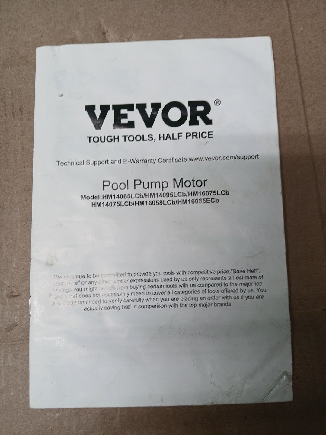 VEVOR 0.75HP Pool Pump Motor, 3450 RPM High Speed, 115V (8 Amps) / 230V (4...