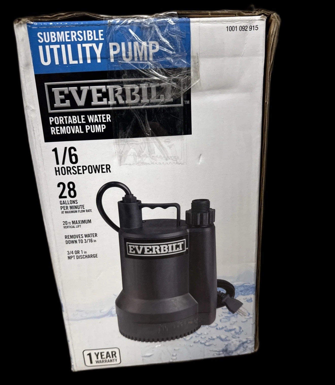 Everbilt 1/6 HP Plastic Submersible Utility Pump