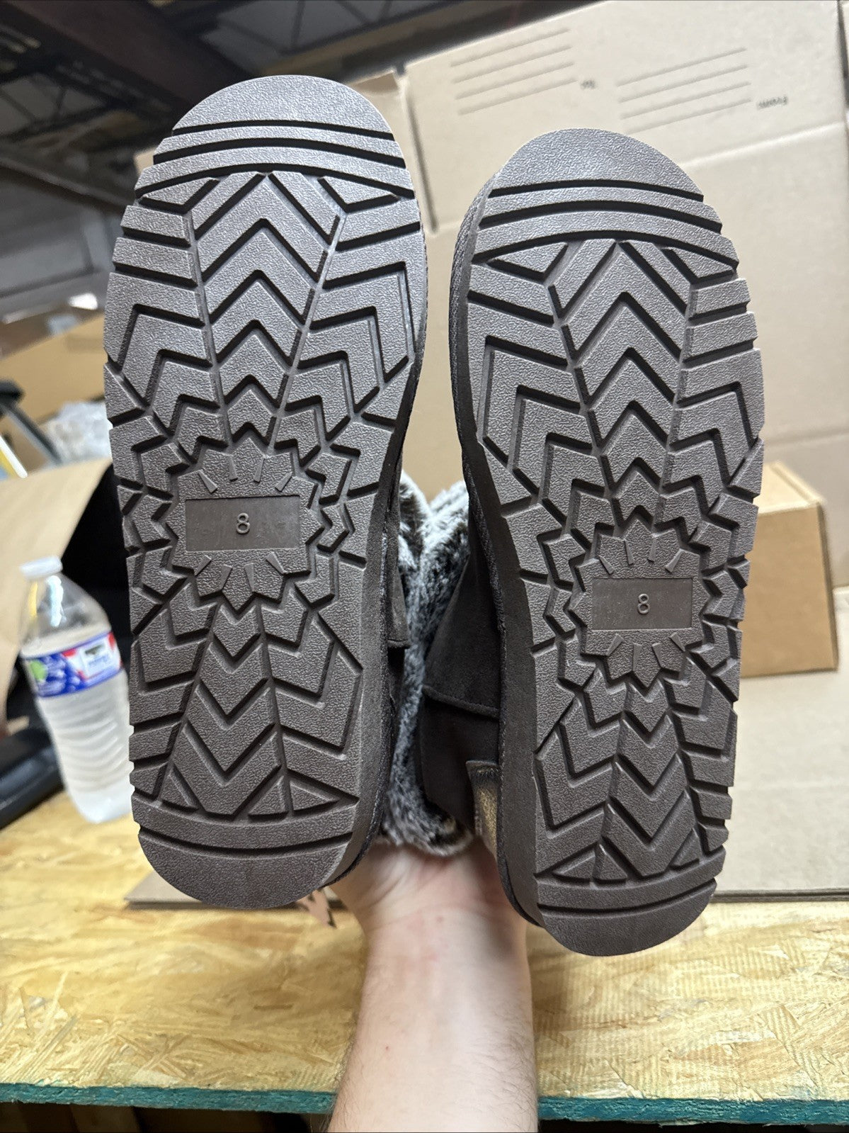 Women’s Size 8 super soft suede booties Brown Silver Flat Sole