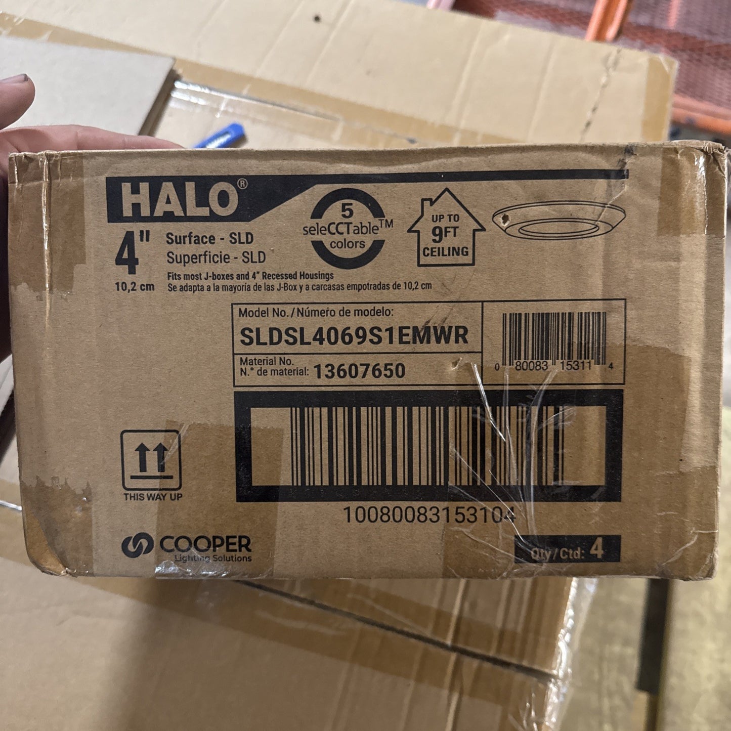 4PK HALO 4 in. 2700K-5000K Selectable CCT Surface Integrated LED Downlight Rec