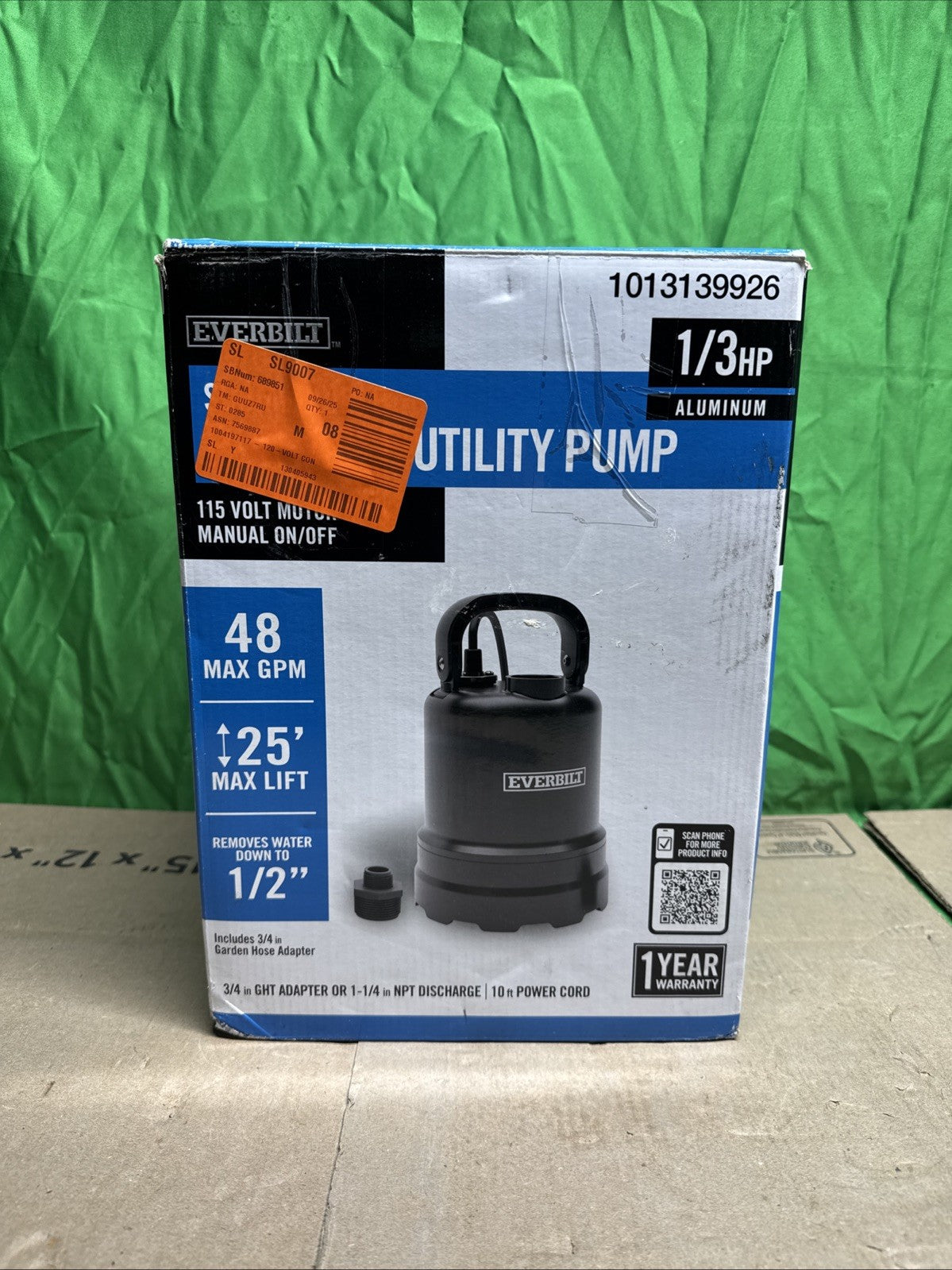 Everbilt 1/3 HP Submersible Aluminum Utility Pump