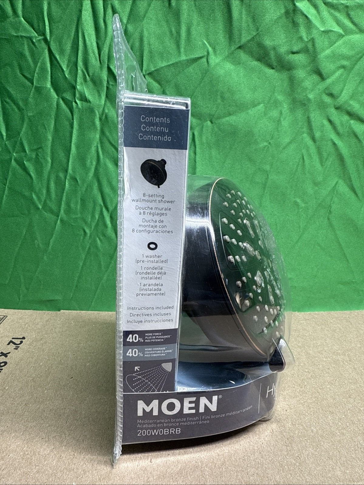 Moen 200W0BRB 8-Spray Patterns Single Wall Mount Fixed Shower Head NEW OPEN BOX