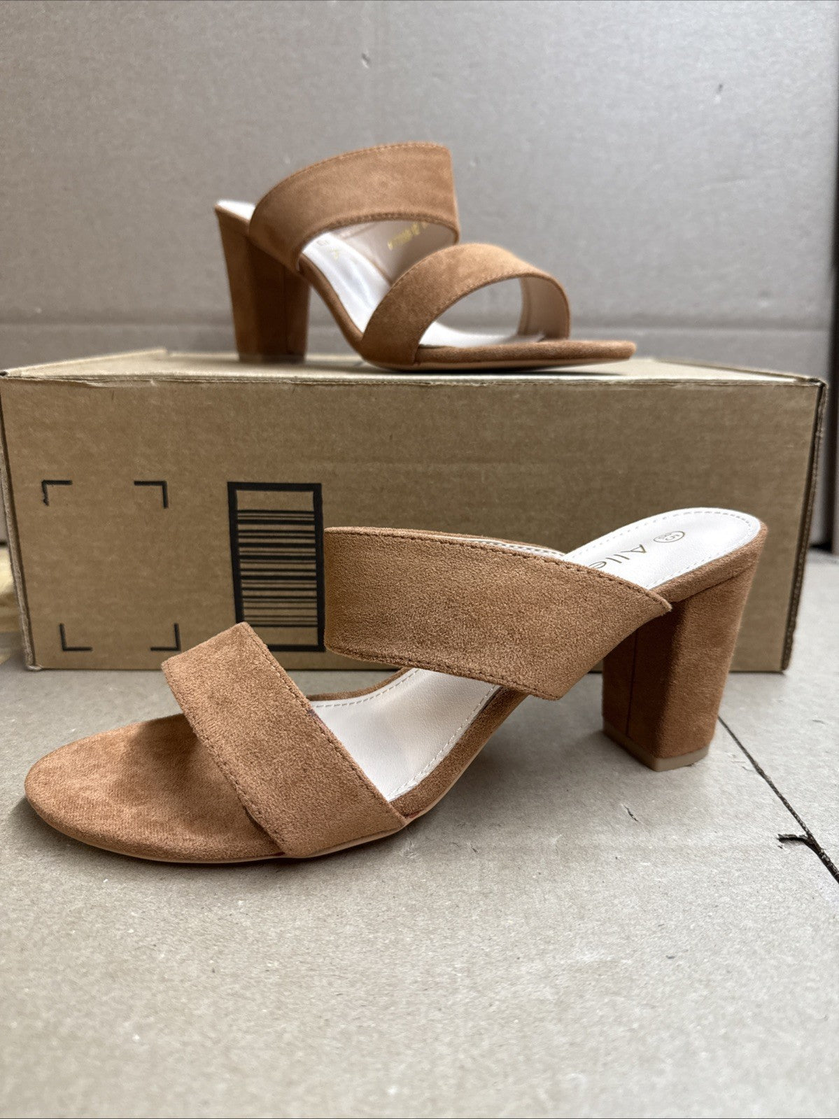 Allegra K women’s 8.5 Open Toe block heel slide sandals