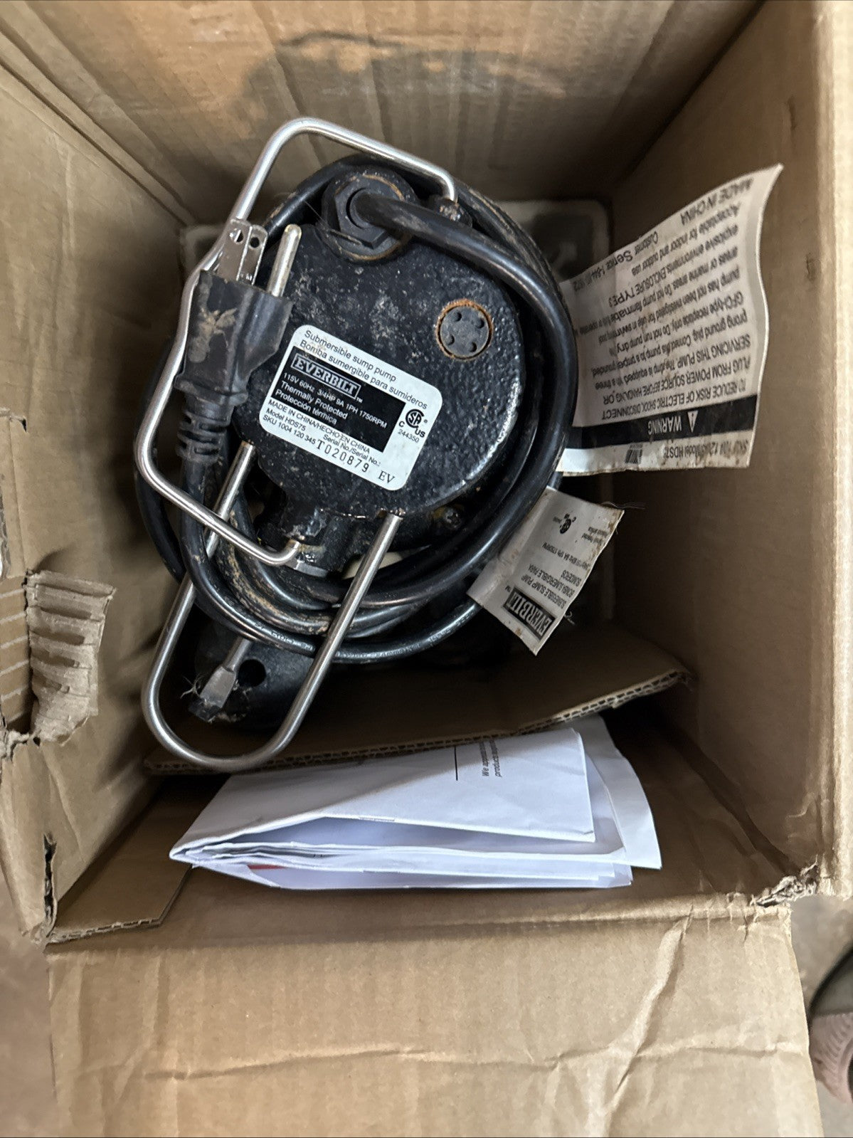 Everbilt 3/4HP Cast-Iron Pro-Grade Submersible Sump Pump 1004 120 345 HDS75