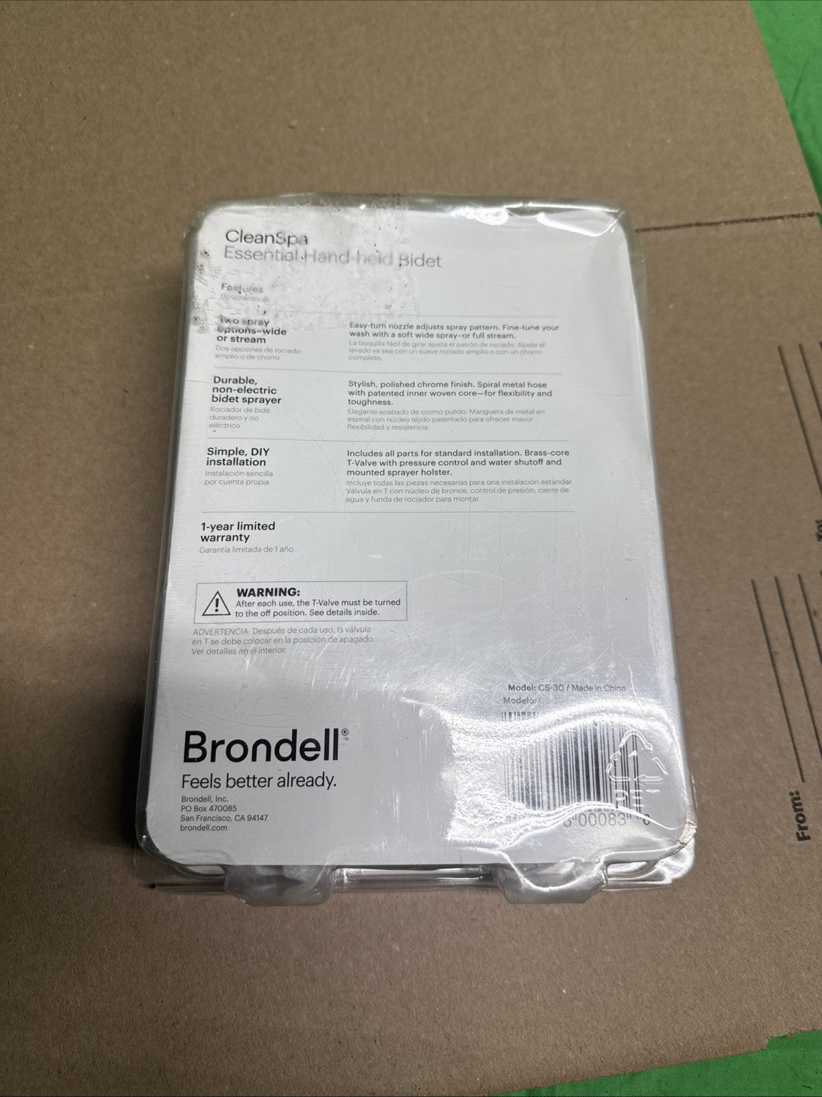 Brondell CleanSpa Hand Held Bidet Chrome CS-30 NEW OPEN BOX