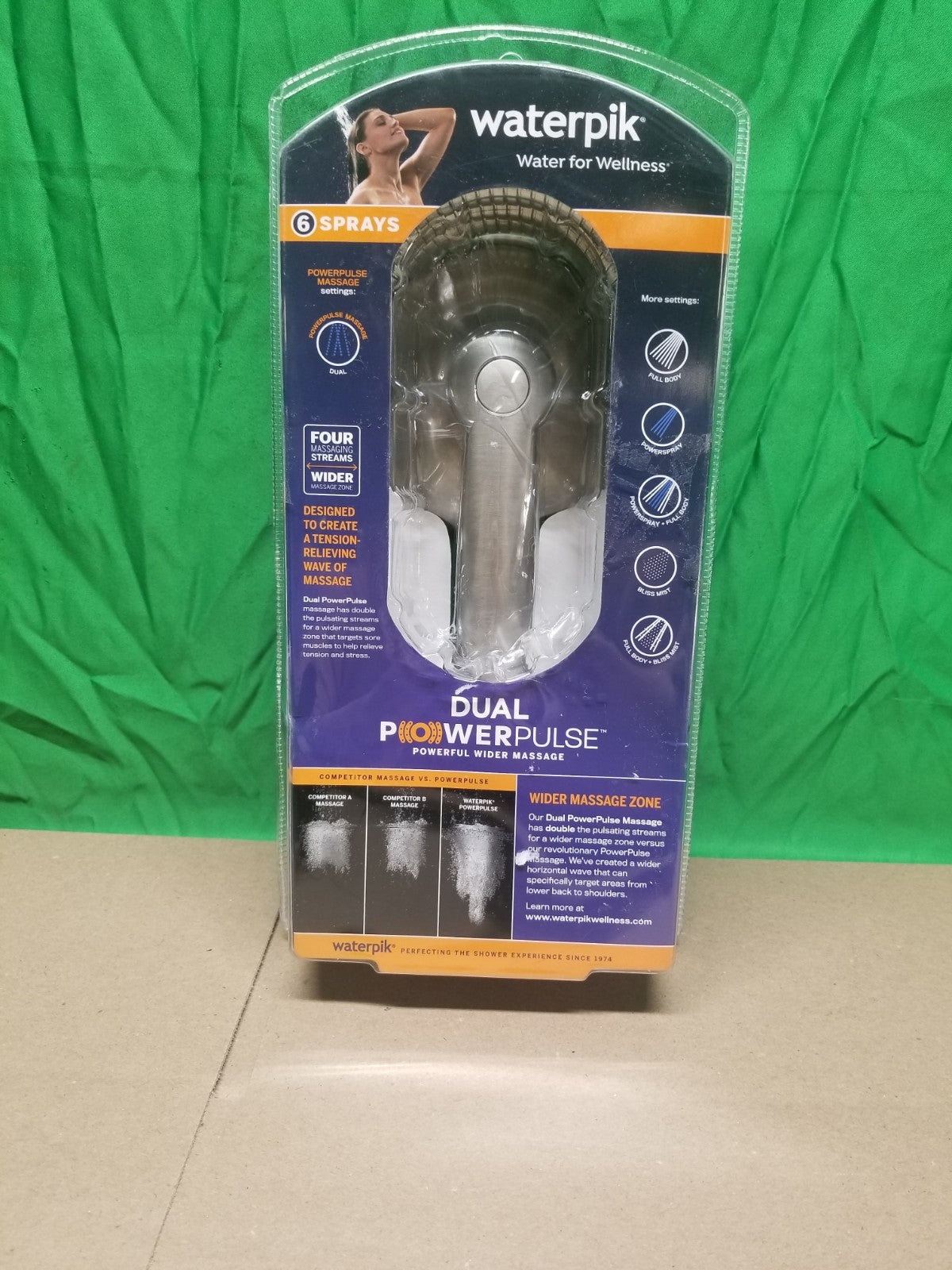Waterpik 6-Spray Wall Mount Handheld Shower Head 1.8 GPM in Brushed Nickel NEW