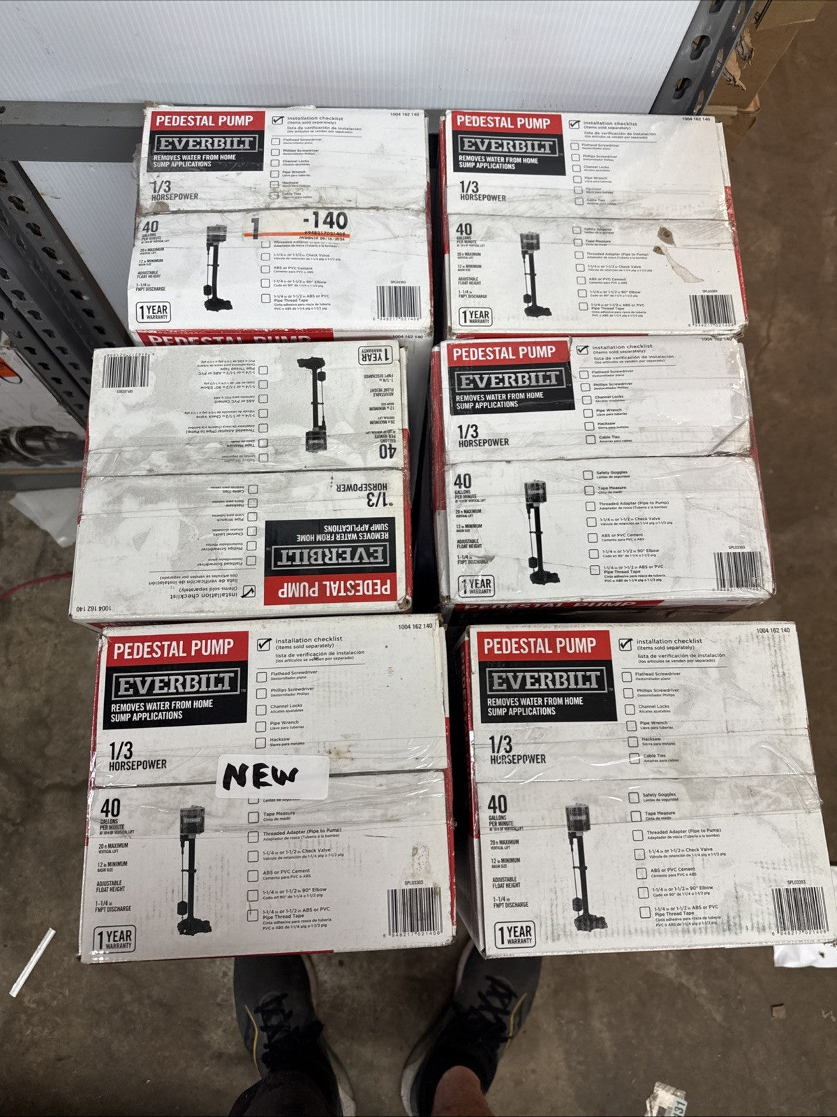 Everbilt 1/3 HP Plastic Pedestal Sump Pump Corrosion Resistant NEW Open Box