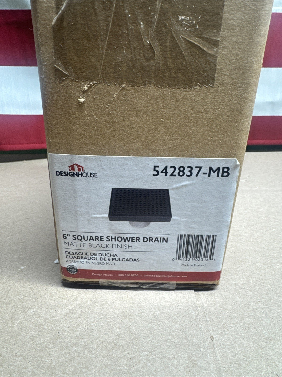 Design House 542837 6" Square Shower Drain - Black