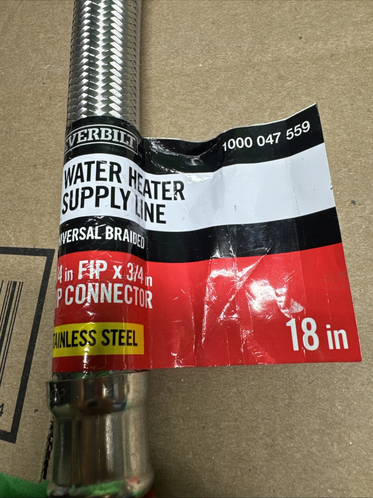 Everbilt Water Heater Supply Line Stainless Steel 3/4" FIP x 7/8" x 18" LOT OF 2