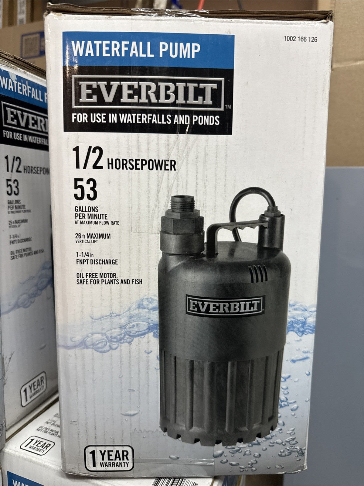 EVERBILT Waterfall & Pond Pump 1/2 HP 53 GPM 26 Ft Max Vertical Lift SUP80-HD
