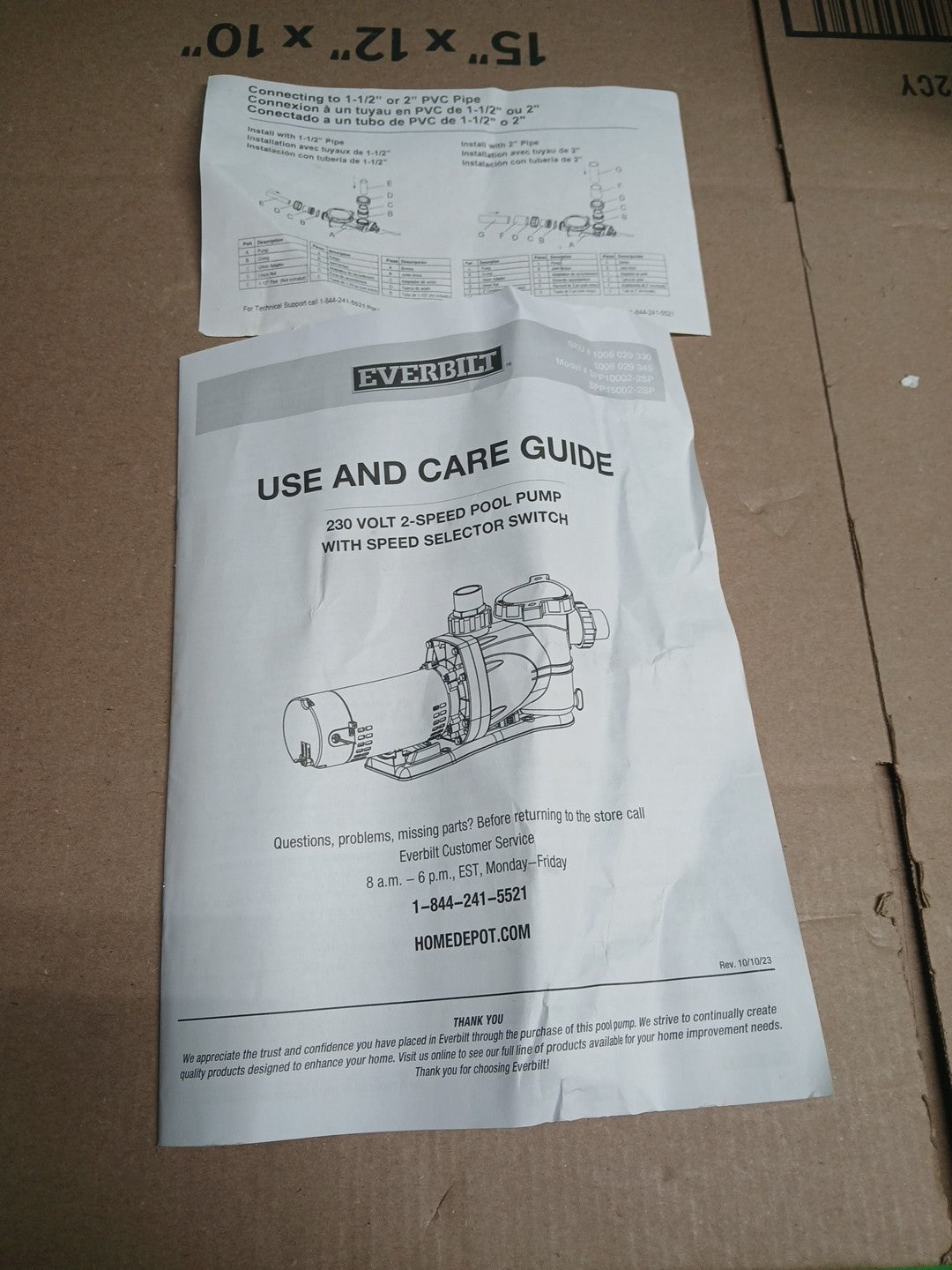 Everbilt 1 HP Pool Pump InGround 2 Speed 230V (Model SPP10002-2SP) NEW OPEN BOX