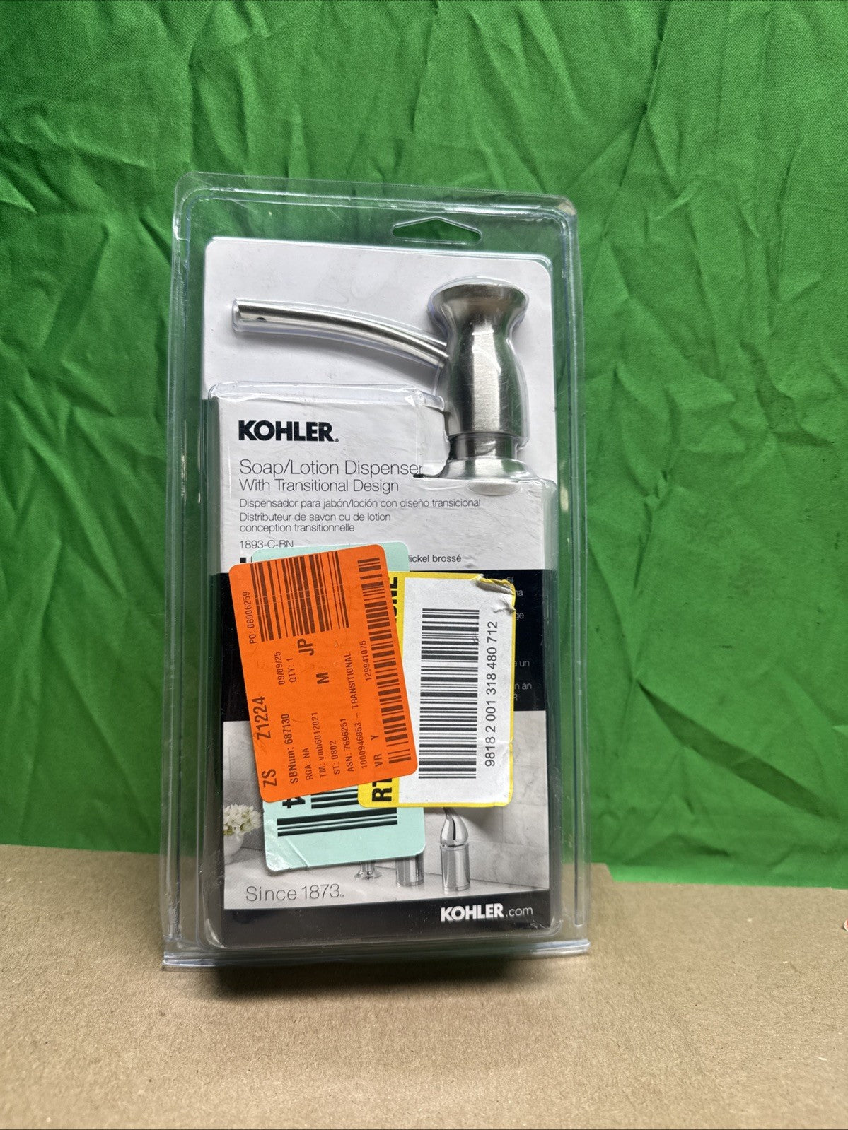 KOHLER K-1893-C-BN Transitional Design Soap/Lotion Dispenser Brushed Nickel O