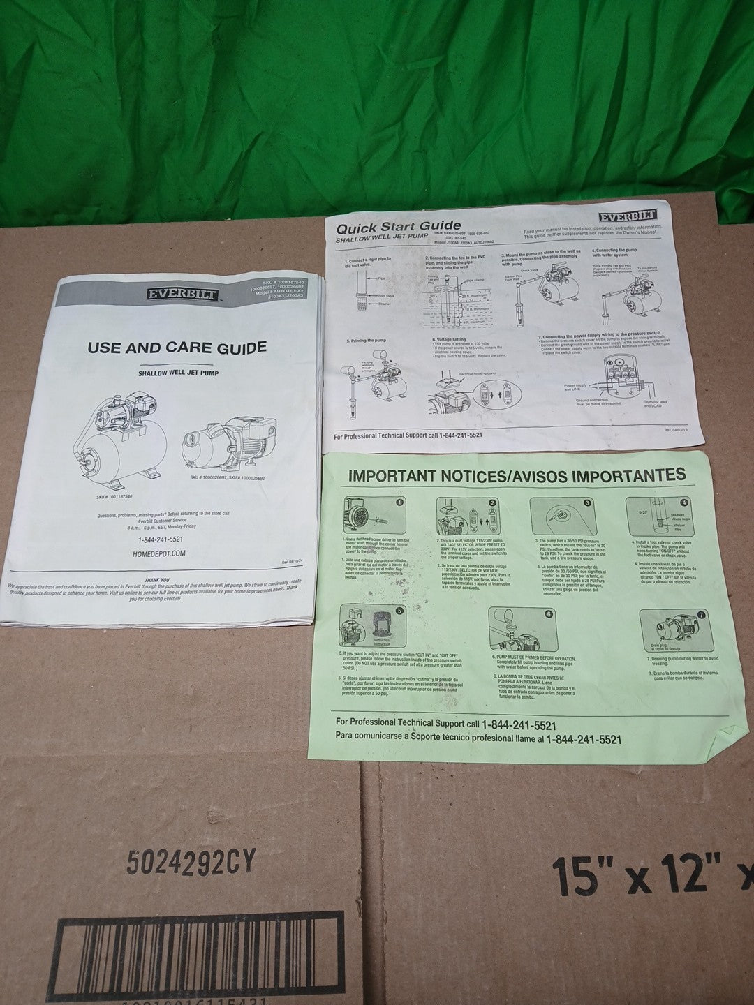 Everbilt 1/2HP Jet Pump/Tank Combo Cast iron with 6 Gallon Tank Used Excellent