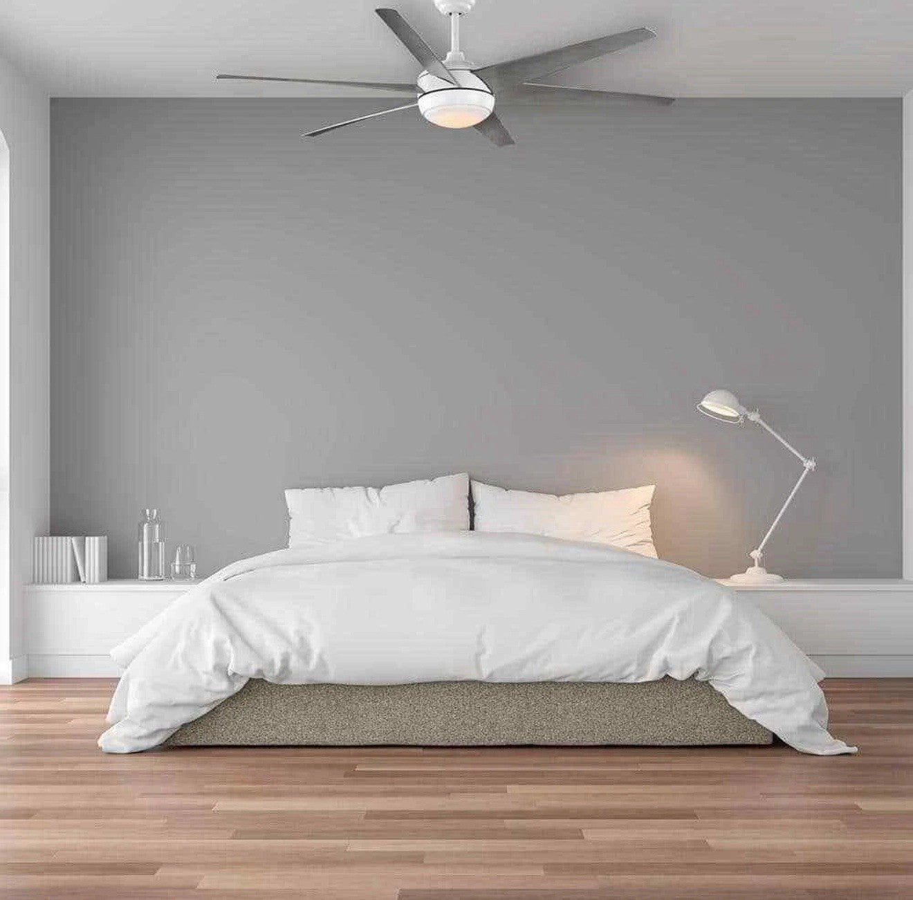 HDC Windward 68 in. White Color Changing LED Matte White Ceiling Fan w/Light Kit