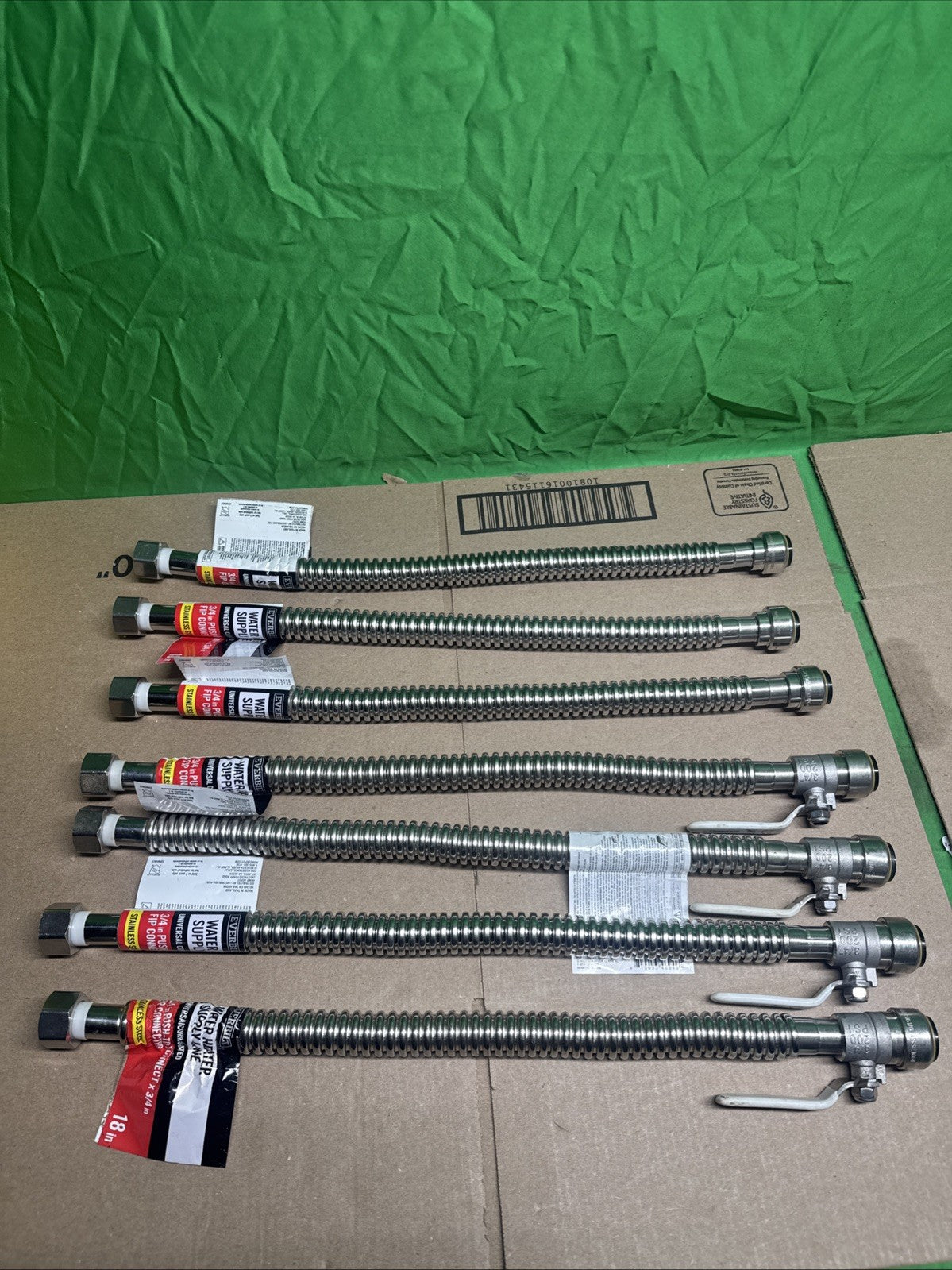 4PK Everbilt Water Heater Connector 3/4in x FIP 18in Stainless Steel Ball Valve