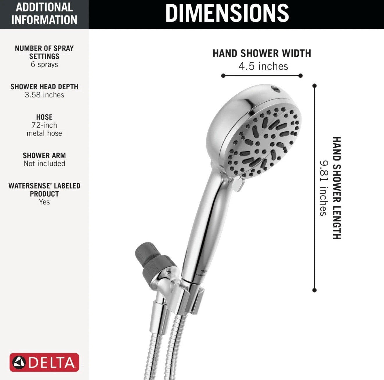 Delta 75740 ProClean 1.75 GPM Multi Function 6 Setting Hand - Nickel