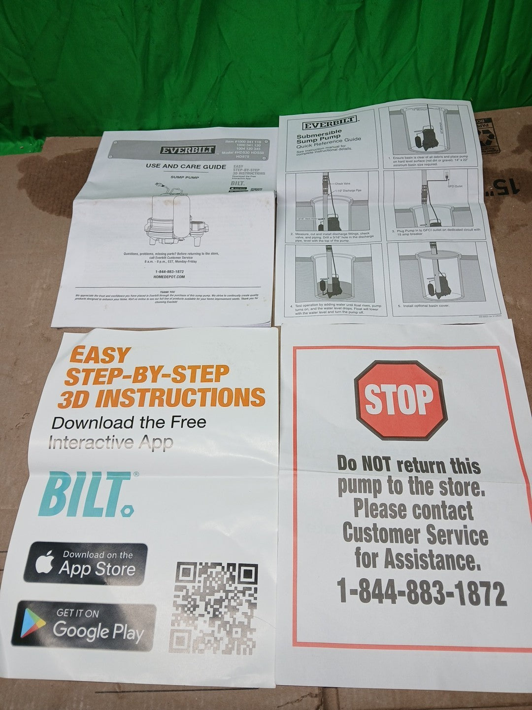 Everbilt 1/3 HP Cast Iron Submersible Sump Pump NEW open Box--