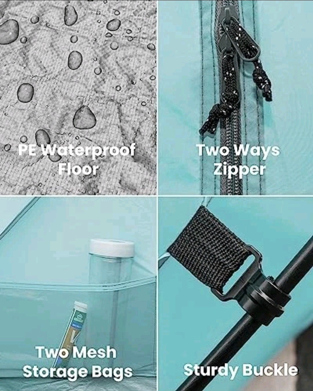 Beach Tent for 3-4 Person - Easy Setup and Portable Beach Shade Sun Green