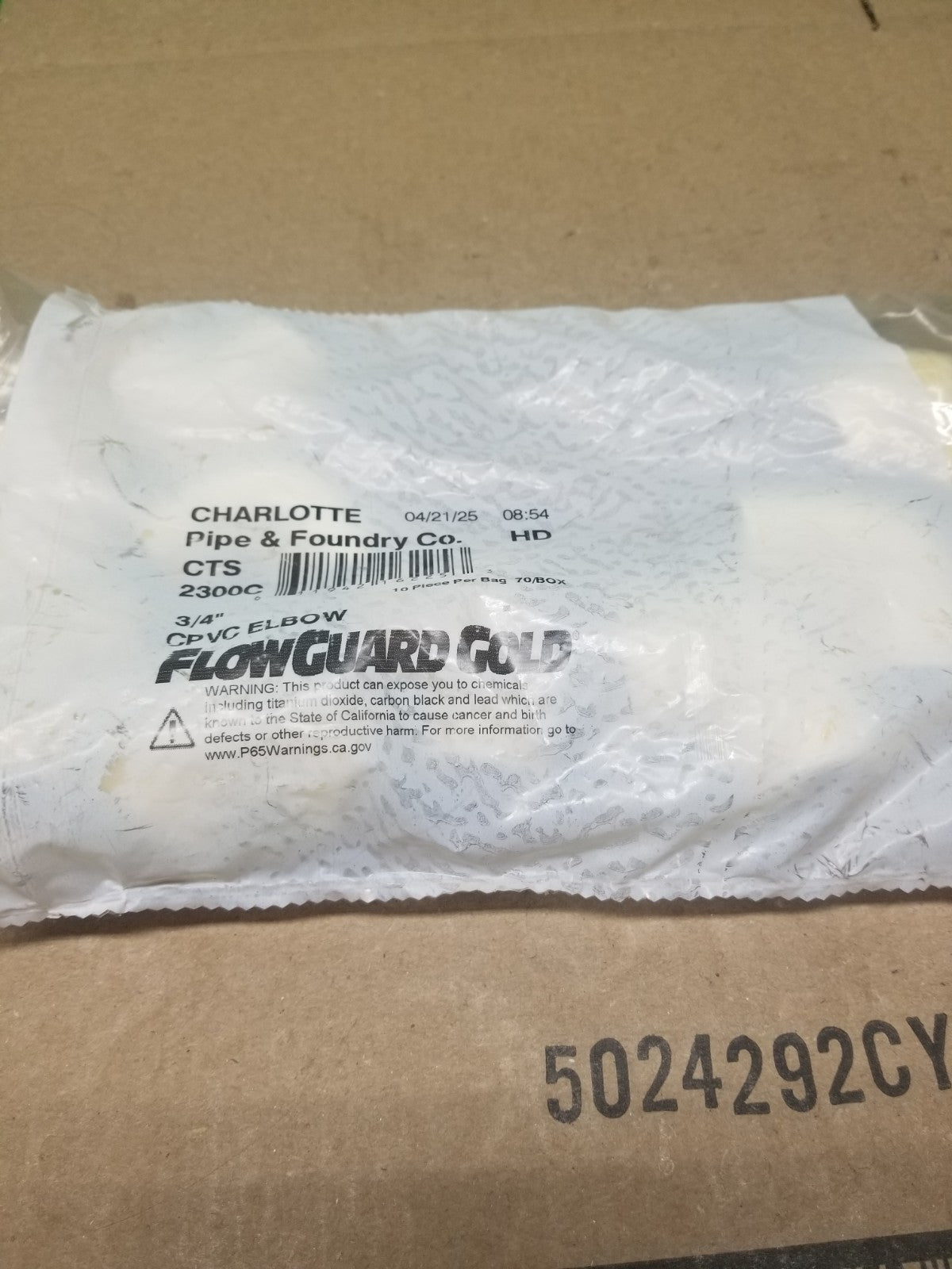 60 Pck Flow Guard 3/4" CPVC 90-Degree Slip x Slip Elbow Fitting 10 Pack - NEW